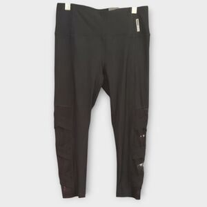 NWT RBX Black Sheer Criss Cross Capri Leggings ~sz S